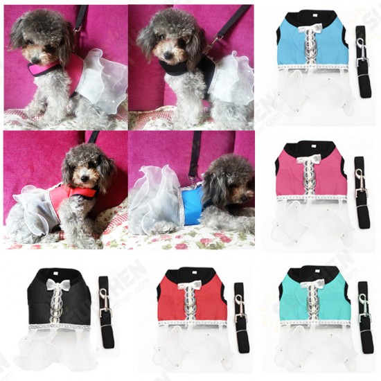 Pet Dog Cat Puppy Soft Lace Oxford Fabric Dress Skirt Clothing Vest Harness