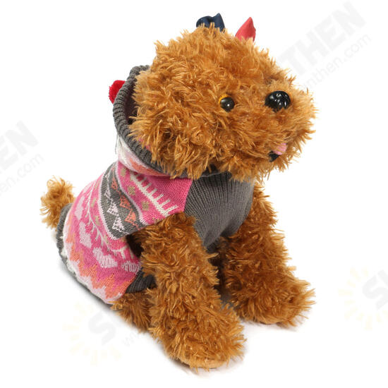 Pet Dog Cat Snowflake Sweater Winter Warm Coat Jacket Clothes Vest Costume Jacket Hat Apparel Hoodie