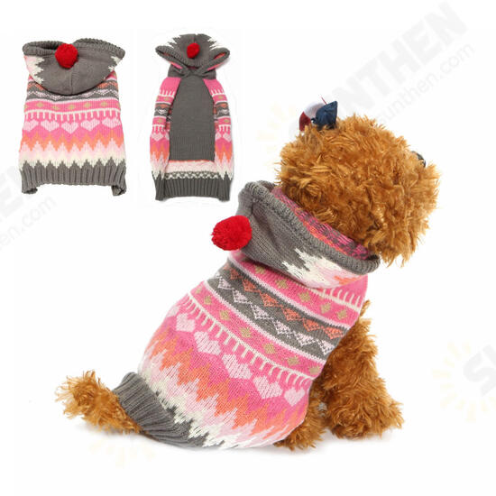 Pet Dog Cat Snowflake Sweater Winter Warm Coat Jacket Clothes Vest Costume Jacket Hat Apparel Hoodie