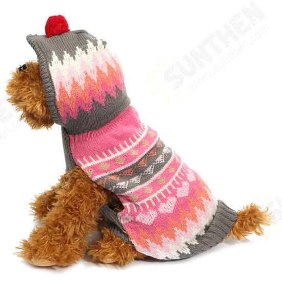 Pet Dog Cat Snowflake Sweater Winter Warm Coat Jacket Clothes Vest Costume Jacket Hat Apparel Hoodie