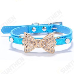 Pet Dog Puppy PU Bowknot Shiny Rhinestone Collar Pet Dog Puppy PU Bowknot Shiny Rhinestone Collar