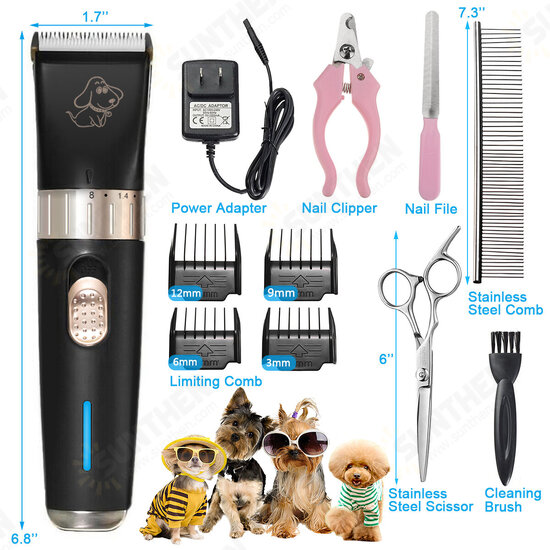 Pet Grooming Clippers,2 level speed adjustable Rechargeable Cordless Dog Grooming Clippers Kit Low Noise Electric Hair Trimming Clippers Set Small Medium Large Dogs Cats Animals