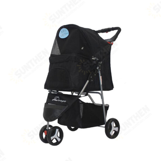 Pet Supplies Three Wheeles Folding Pet Cart Cat Dog Outdoor Travel Stroller Easy To Carry Cart