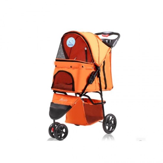 Pet Supplies Three Wheeles Folding Pet Cart Cat Dog Outdoor Travel Stroller Easy To Carry Cart
