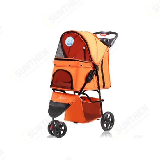 Pet Supplies Three Wheeles Folding Pet Cart Cat Dog Outdoor Travel Stroller Easy To Carry Cart