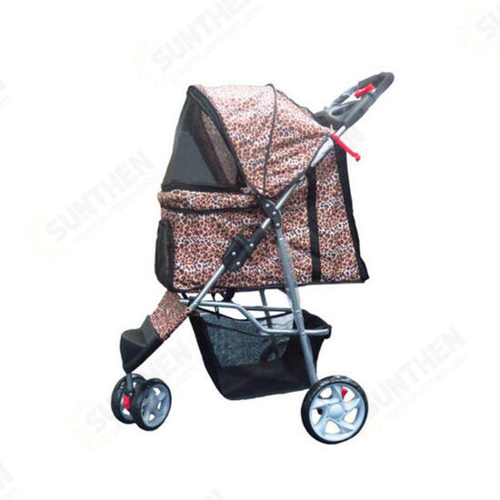 Pet Supplies Three Wheeles Folding Pet Cart Cat Dog Outdoor Travel Stroller Easy To Carry Cart