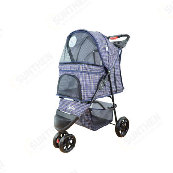 Pet Supplies Three Wheeles Folding Pet Cart Cat Dog Outdoor Travel Stroller Easy To Carry Cart