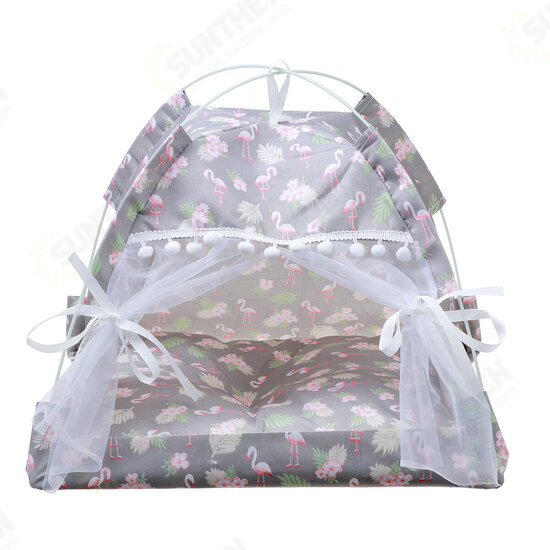 Pet Tent Cat Bed Puppy House Cushion Pad Bed Flamingo Pattern Indo Pet Tent Cat Bed Puppy House Cushion Pad Bed Flamingo Pattern Indo