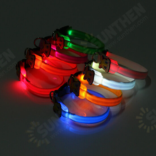 Pet collars Pet Dog Cat Waterproof LED Lights Flash Night Safety Nylon Collar Adjustable