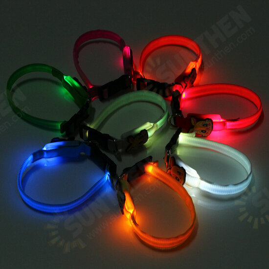 Pet collars Pet Dog Cat Waterproof LED Lights Flash Night Safety Nylon Collar Adjustable