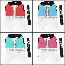 Pet traction chest and dog back dress/skirt Oxford cloth + chiffon bust 24CM back length 18CM with leash length 130cm Pet traction chest and dog back dress/skirt Oxford cloth + chiffon bust 24CM back length 18CM with leash length 130cm