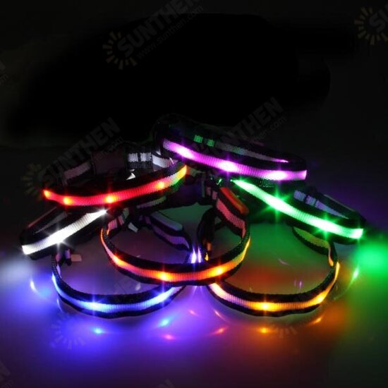 Size L Nylon Safety Flashing Glow Light LED Pet Dog Collar