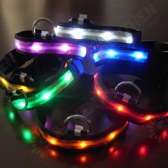 Size M Nylon Safety Flashing Glow Light LED Pet Dog Collar