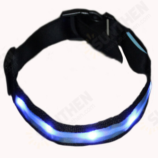 Size M Nylon Safety Flashing Glow Light LED Pet Dog Collar