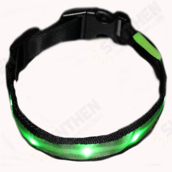 Size M Nylon Safety Flashing Glow Light LED Pet Dog Collar