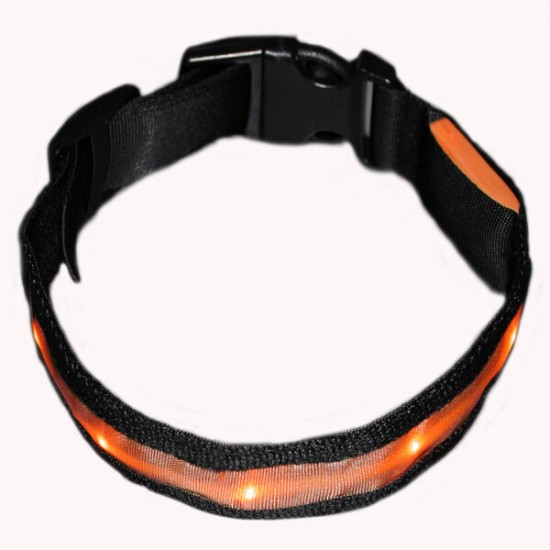 Size M Nylon Safety Flashing Glow Light LED Pet Dog Collar