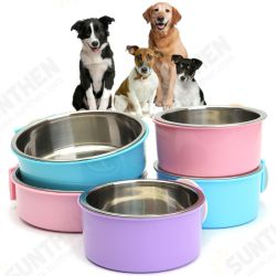 Stainless Steel Dog Cat Bird Puppy Pet Hanging Cage Bowl Feeding Water Food Stainless Steel Dog Cat Bird Puppy Pet Hanging Cage Bowl Feeding Water Food