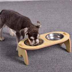 Stainless Steel Pet Bowl with High Quality Wood Mat Feeder Single/Double Bowls Set for Dogs Cats and Pets Stainless Steel Pet Bowl with High Quality Wood Mat Feeder Single/Double Bowls Set for Dogs Cats and Pets