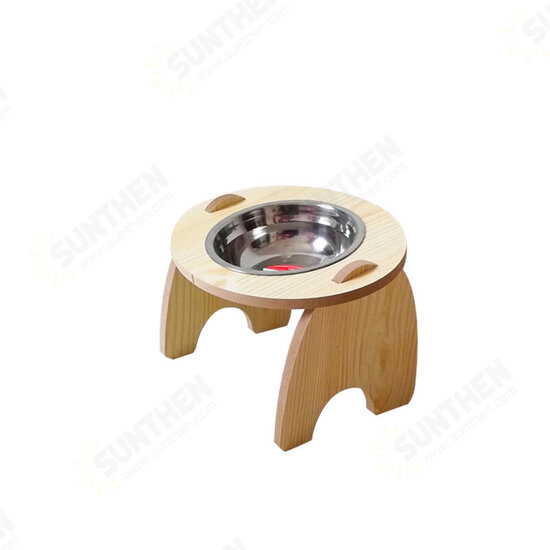 Stainless Steel Pet Bowl with High Quality Wood Mat Feeder Single/Double Bowls Set for Dogs Cats and Pets