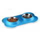 Stainless Steel Pet Bowl with Non-Skid Silicone Mat Feeder Double Bowls Set for Dogs Cats and Pets