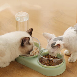 Three bowl Design Pet Feeder Dry and Wet Separation 15 Degree Tilt Automatic Anti-wetting Large Capacity Worry-free Waterer Three bowl Design Pet Feeder Dry and Wet Separation 15 Degree Tilt Automatic Anti-wetting Large Capacity Worry-free Waterer