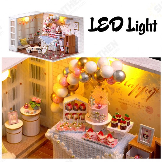 1:32 Wooden DIY Doll House Miniature Kits Handmade Assemble Toy with Furniture LED Light for Gift Collection Home Decor