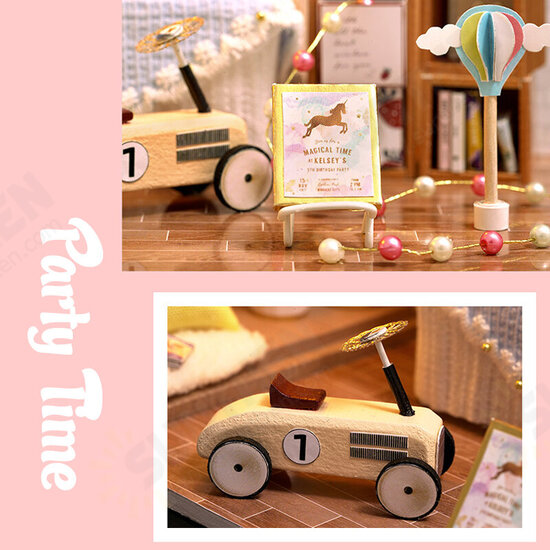 1:32 Wooden DIY Doll House Miniature Kits Handmade Assemble Toy with Furniture LED Light for Gift Collection Home Decor