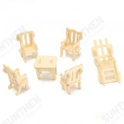 34 Pcs 3D DIY Wooden Miniature Dollhouse Furniture Model Unpainted Suite Toys 34 Pcs 3D DIY Wooden Miniature Dollhouse Furniture Model Unpainted Suite Toys