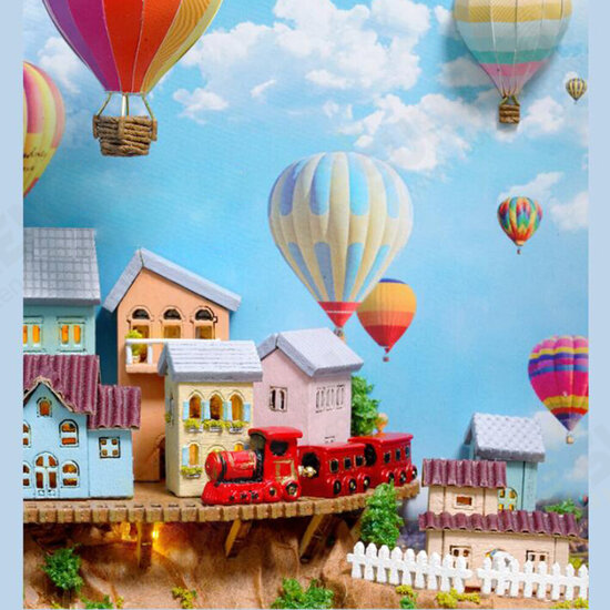 CUTE ROOM Hot Air Balloon Theme DIY Assembled Doll House for Children Toys