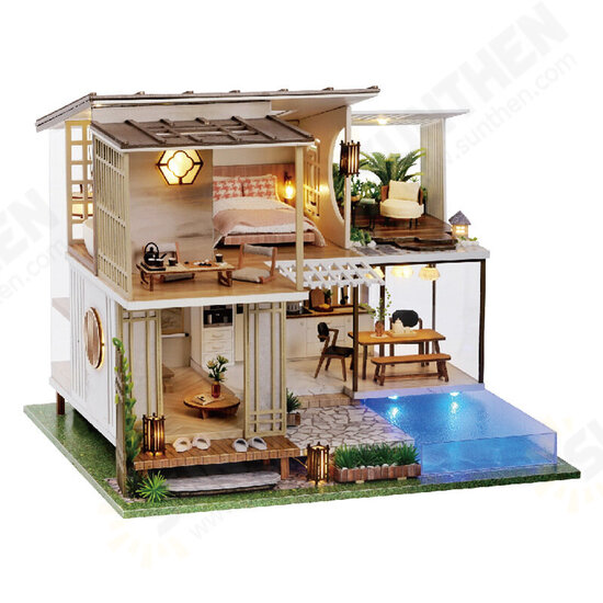 DIY Doll House Miniature Building Model Assembled Toys With Dust Cover and Music Movement for Gifts