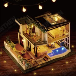 LED Light DIY Doll House Miniature Building Model Assembled Toys With Dust Cover and Furniture for Gifts LED Light DIY Doll House Miniature Building Model Assembled Toys With Dust Cover and Furniture for Gifts
