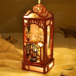 Chinese Style DIY Hanging Miniature Doll House Wooden Furniture Kits with Light for Kids Birthday Gift Chinese Style DIY Hanging Miniature Doll House Wooden Furniture Kits with Light for Kids Birthday Gift