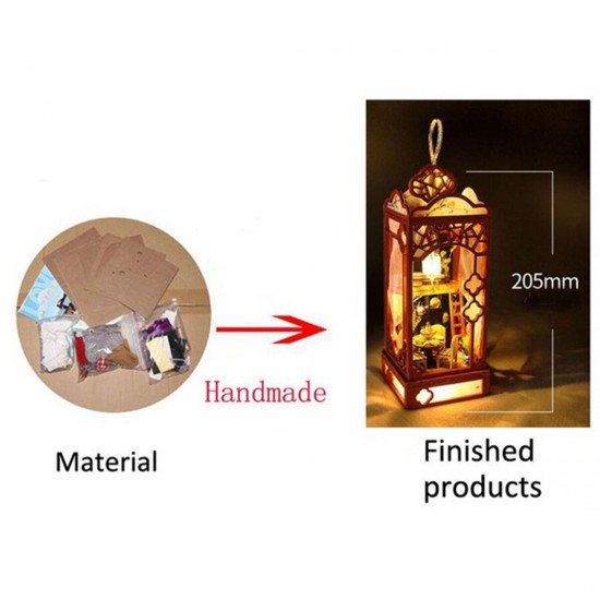 Chinese Style DIY Hanging Miniature Doll House Wooden Furniture Kits with Light for Kids Birthday Gift