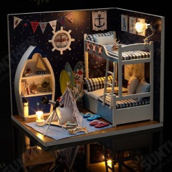 Creative Room DIY Handmade Assembly Doll House Miniature Furniture Kit with LED Light Dust Proof Cover Toy for Kids Birthday Gift Home Decoration Collection Creative Room DIY Handmade Assembly Doll House Miniature Furniture Kit with LED Light Dust Proof Cover Toy for Kids Birthday Gift Home Decoration Collection
