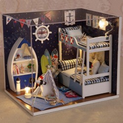 Creative Room DIY Handmade Assembly Doll House Miniature Furniture Kit with LED Light Dust Proof Cover Toy for Kids Birthday Gift Home Decoration Collection Creative Room DIY Handmade Assembly Doll House Miniature Furniture Kit with LED Light Dust Proof Cover Toy for Kids Birthday Gift Home Decoration Collection