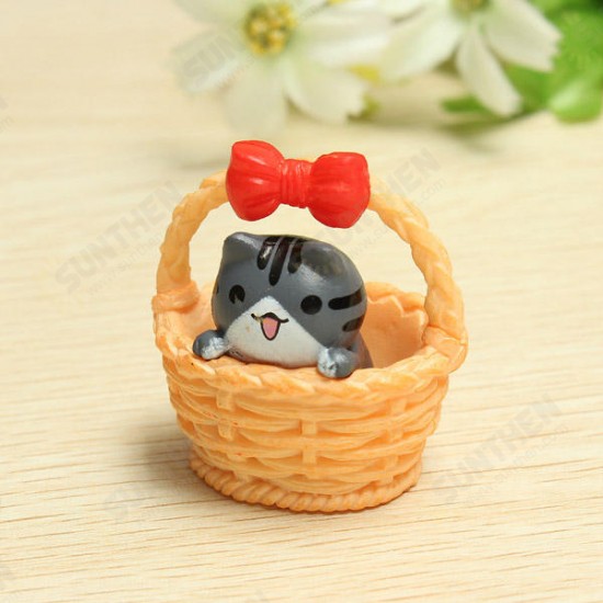 Cute Basket Cat Resin Handicraft Decoration