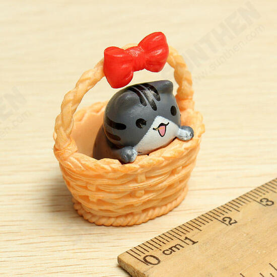 Cute Basket Cat Resin Handicraft Decoration