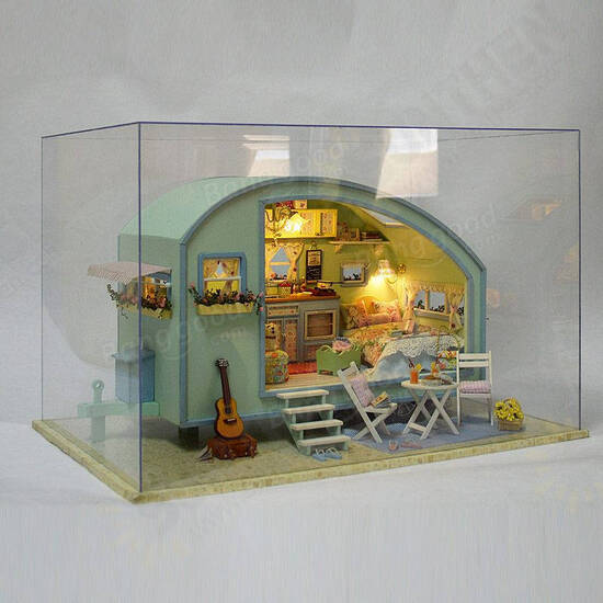 A-016 Time Travel DIY Wooden Dollhouse Miniature Kit Doll house LED Music Voice Control