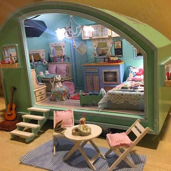 A-016 Time Travel DIY Wooden Dollhouse Miniature Kit Doll house LED Music Voice Control