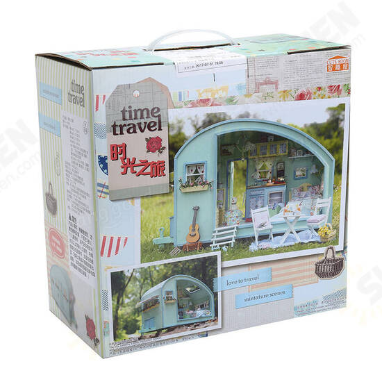 A-016 Time Travel DIY Wooden Dollhouse Miniature Kit Doll house LED Music Voice Control