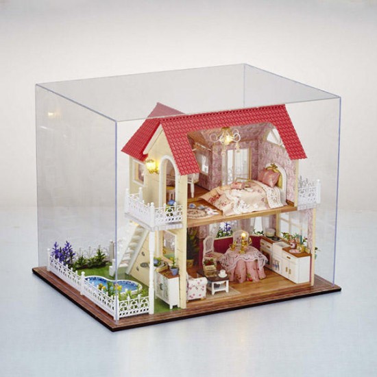 DIY Transparent Display Box Dust-proof Cover Dollhouse Princess Room