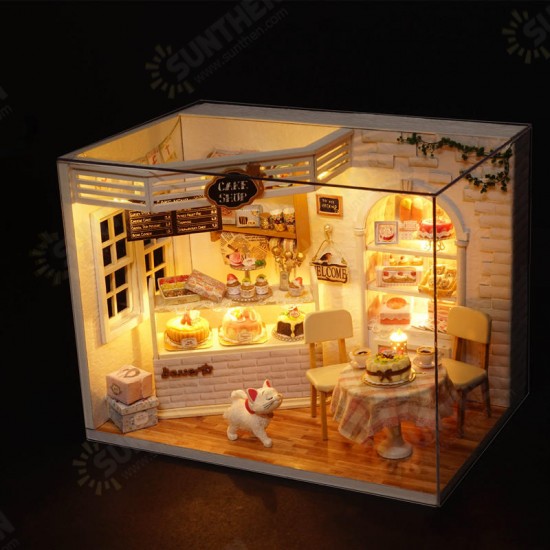 H-014 Cake Diary Shop DIY Dollhouse With Music Cover Light House Model