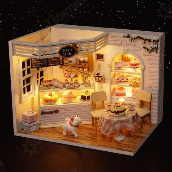 H-014 Cake Diary Shop DIY Dollhouse With Music Cover Light House Model