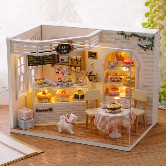 H-014 Cake Diary Shop DIY Dollhouse With Music Cover Light House Model