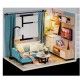 H-017 H-018Happiness Time Living Room Corner DIY Doll House With Furniture Music Light Cover Miniature Model Gift Decor