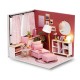 H-017 H-018Happiness Time Living Room Corner DIY Doll House With Furniture Music Light Cover Miniature Model Gift Decor