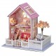 1/24 DIY Wooden Dollhouse Pink Cherry Handmade Decorations Model with LED Light&Music Birthday