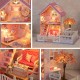 1/24 DIY Wooden Dollhouse Pink Cherry Handmade Decorations Model with LED Light&Music Birthday