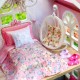 1/24 DIY Wooden Dollhouse Pink Cherry Handmade Decorations Model with LED Light&Music Birthday