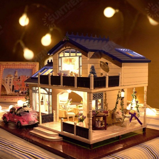 1:24DIY Handicraft Miniature Voice Activated LED Light&Music with Cover Provence Dollhouse